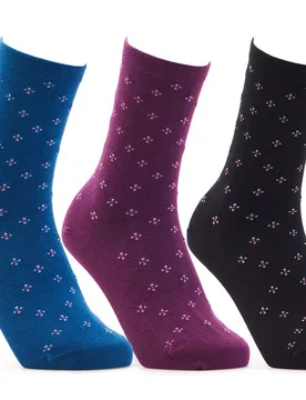 Extra Roomy Women's Cotton‑rich Seam‑free Patterned Socks - Dark Colour Pack - Size: S - Cosyfeet - FashionsVida