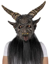 Schwarze Monster-Maske mit Hörnern Deluxe für Erwachsene