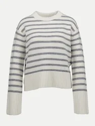 Gestreifter Strickpullover aus Woll-Kaschmir-Mix Weiß 42