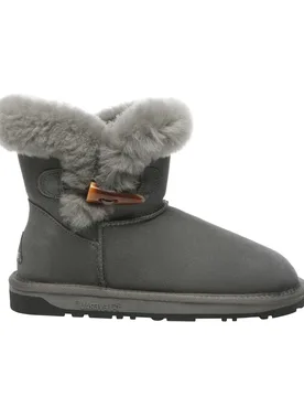 Womens Women Robin Horn Toggle Button Mini Boots - Grey Suede - Size Eu 42 - EVER AU - FashionsVida