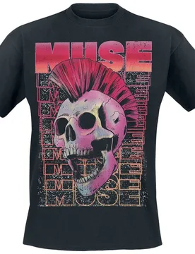 T-Shirt - Mohawk Skull - S bis XXL - für Männer - Größe XXL - schwarz - Lizenziertes Merchandise! - Männer - male - Muse - FashionsVida