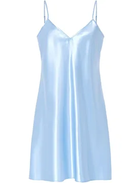 Camisón de mujer corto de raso liso cuello pico y tirantes - Lohe - FashionsVida