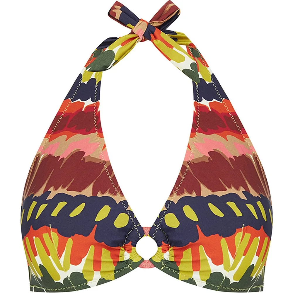 Top de bikini halter atado al cuello y estampado abstracto - Dolores Cortés - FashionsVida