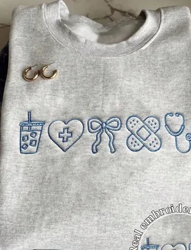 Sudadera casual de mujer con bordado de lazo y corazón, otoño/invierno L - Shein - FashionsVida
