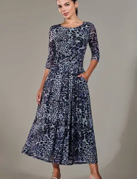 Women's Petite Pleated Half Sleeve Midi Dress in Mid Grey Size: 18 - Mid Grey - Size: 18 - Jolie Moi - FashionsVida