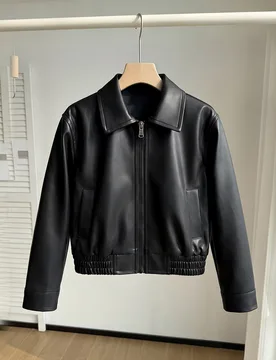 Chaqueta fina de manga larga de cuero PU negro suelto de moda callejera para niñas, otoño, casual, cómoda, uso diario 5Y - Shein - FashionsVida