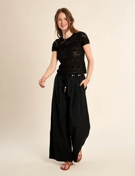 Jersey de mujer de manga corta en punto bordado - Molly Bracken - FashionsVida