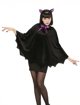 Fledermaus-Poncho für Damen Fledermaus-Kostüm für Halloween schwarz - female - Widmann - FashionsVida