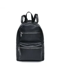 Women's 2 Zipped Front Pockets Backpack in Black - Black - Size: One Size
