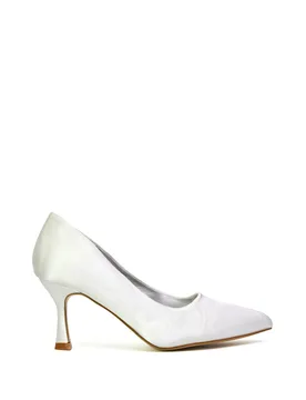 Women's 'Romi' Pointed Toe Court Shoes Mid Stiletto Heels in White Size: 8 - White - Size: 8 - XY London - FashionsVida