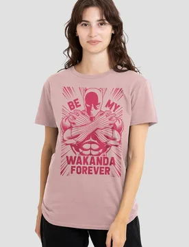 Women's Black Panther Be My Wakanda Forever T-Shirt, Powder Rose Size: 2XL - Rose - Size: 2XL - Marvel - FashionsVida