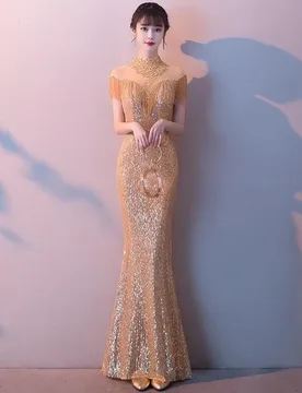 A new luxury sequined fishtail dress for the banquet host - Aliexpress - FashionsVida