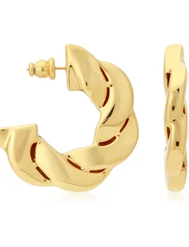 VAROLE Cross-border Ins Studded Chunky Braid Hoop Earring Women Vintage Gold Color Tube Chain C-shape Earrings Jewelry Wholesale - Aliexpress - FashionsVida