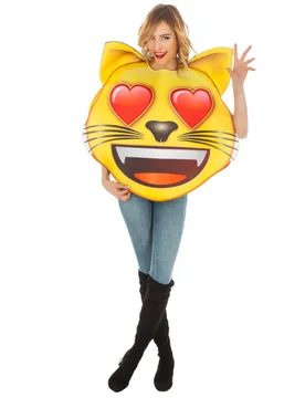 Emoji-Katzenkostüm mit Herzaugen Faschingskostüm gelb-rot - CHAKS - FashionsVida