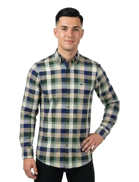 Chemise à Manches Longues 15108070 Dark Ivy 2XL - Fynch Hatton - FashionsVida