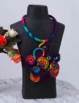 African Print Necklace Ankara chain Necklace African Ethnic Handmade Jewellery African Fabric Jewellery For Women None WYB594 - Aliexpress - FashionsVida