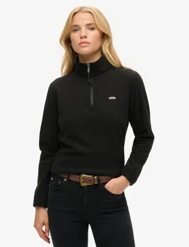 Superdry Damen Polar Fleecepullover mit Halbem Reißverschluss Schwarz - Größe: 36 - 64.99 - FashionsVida