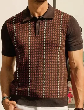 Men's Europe and The United States Summer High-end Ice Silk Knitwear Thousand Bird Lattice Leisure Jacquard Business Polo Shirt - Aliexpress - FashionsVida
