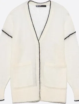 Cárdigan de mujer largo mohair con contrastes - Bimba y Lola - FashionsVida