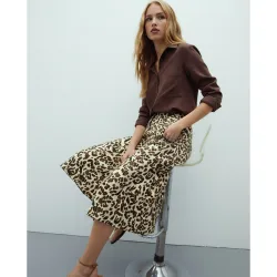Falda midi estampado animal print