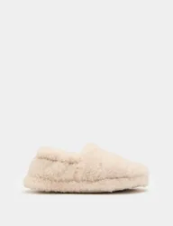 Kids' Borg Elastic Back Slippers (4 Small - 2 Large) Natural Female