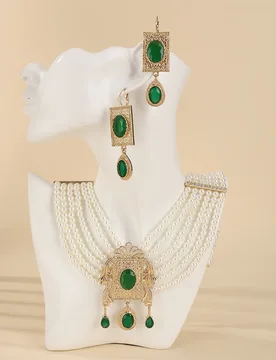 Moroccan Ladies Beads Necklace Earrings Two-piece Set Pearl Elements Of Bride Jewelry Romantic Retro Clothing Accessories - Aliexpress - FashionsVida