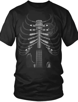 Unique Guitar Microphone Speaker Heart Music Skeleton T-Shirt. Cotton O-Neck Short Sleeve Men's T Shirt New Size S-3XL - Aliexpress - FashionsVida