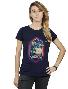 Women's Onward Laurel & Blazey Crest Cotton T-Shirt in Navy Size: 2XL - Navy - Size: 2XL - Disney - FashionsVida