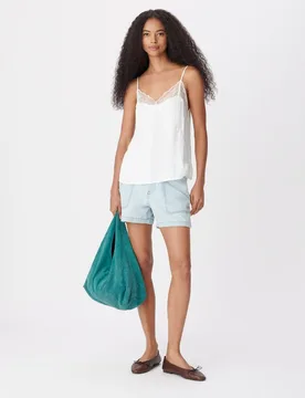Bermuda de mujer vaquera efecto desgastado con bolsillos grandes - IKKS - FashionsVida