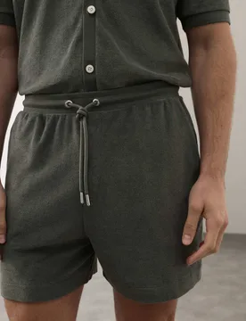 Cotton Rich Terry Towelling Shorts Dark Olive male - Autograph - FashionsVida