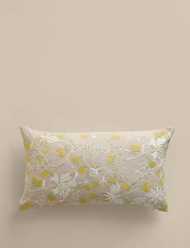 Pure Cotton Floral Embroidered Bolster Cushion Natural Mix - M&S - FashionsVida