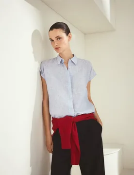 Blusa manga corta de mujer en lino - Woman El Corte Inglés - FashionsVida