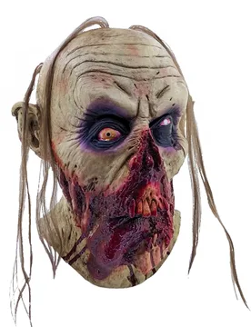 Blutiger Zombie Halloween-Latexmaske gelb-rot-schwarz - KARNEVAL-MEGASTORE - FashionsVida
