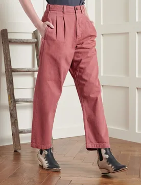 Superdry Damen Bundfaltenhose Pink - Größe: 34 - 90.00 - FashionsVida