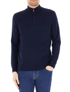 Lupetto lana mezza zip BLU NAVY L - MC2 SAINT BARTH - FashionsVida