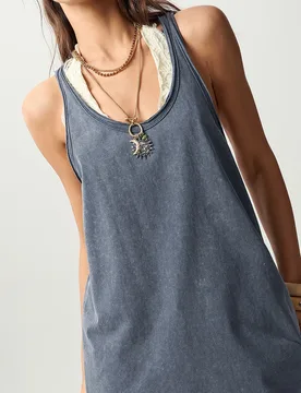 Vestido mini de punto lavado de color liso casual para mujer S - Shein - FashionsVida