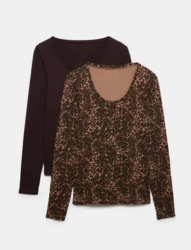 Pack Heatgen™ Thermal Scoop Neck Tops Brown Mix female - M&S - FashionsVida
