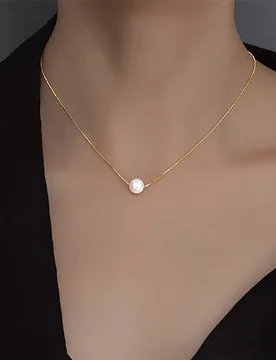 Pieza Collar minimalista de una sola perla de 6mm-10mm, regalo de joyería para mujeres 6mm - Shein - FashionsVida
