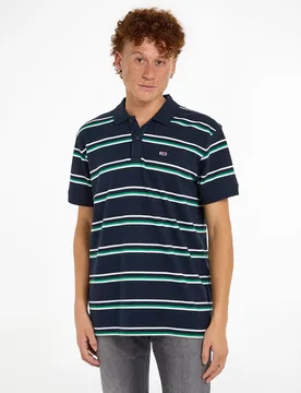 Polo de hombre de rayas y manga corta - Tommy Jeans - FashionsVida