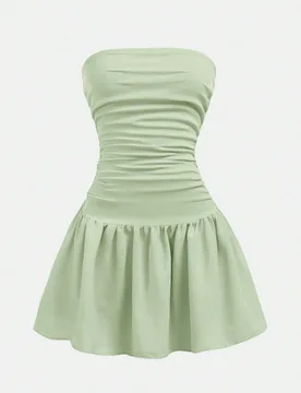 Vestido sin mangas con diseño plisado y mangas abullonadas, cómodo y minimalista, para niña preadolescente 10Y - Shein - FashionsVida