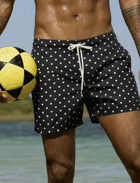 Pieza Shorts casuales de playa con estampado todo sobre y cordones al frente para hombres, traje de baño a juego para parejas de vacaciones, estilo h - Shein - FashionsVida