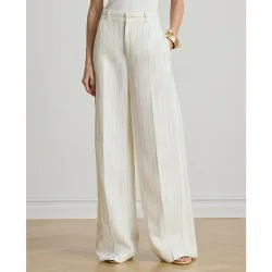 Pantalón ancho de mujer de lino con rayas