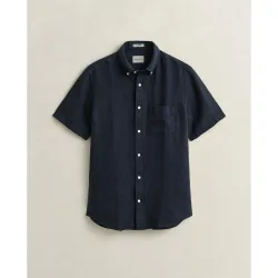 Camisa de hombre regular de lino y manga corta