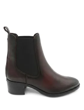 Leather Chelsea Block Heel Ankle Boots Burgundy female - Jones Bootmaker - FashionsVida