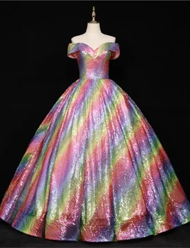 A dreamy seven-color sequined ball performance one-shoulder dress - Aliexpress - FashionsVida
