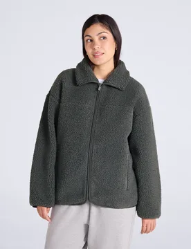 Anna Womens Borg Full Zip Fleece - Green - Green - Size: 6 - Animal - FashionsVida