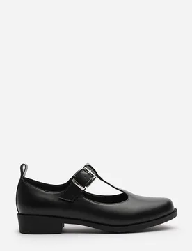 Women's 'Piper' Wide Fit Mary Jane Loafers With Buckle Strap in Jet Black Size: 4-Wide Fit - Jet Black - Size: 4-Wide Fit - Where's That From - FashionsVida