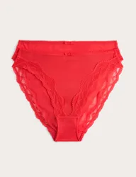 Pack Floral Mesh High Leg Knickers Chilli female
