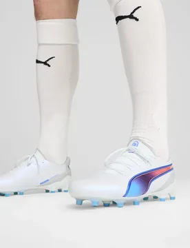 Chaussures De Football King Ultimate Fg/ag White / Bluemazing / Flat Light Gray / Sunset Glow EU 44 1/2 - Puma - FashionsVida