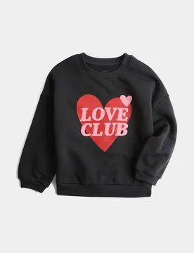 Cotton Rich Love Club Sweatshirt (3-8 Yrs) Carbon female - M&S - FashionsVida